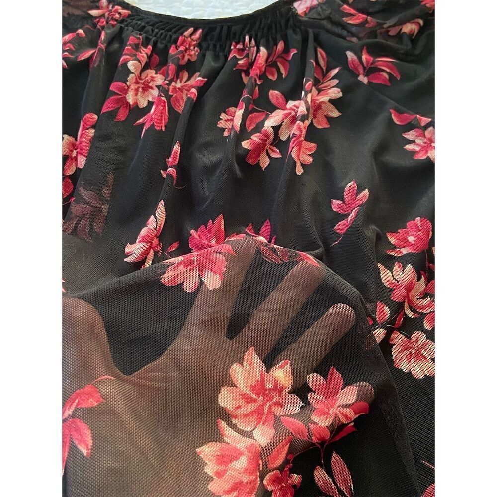 Full Moon Maternity Floral Top Black/Pink Puff Sleeve Size S NWOT​ Cottagecore - Picture 6 of 9